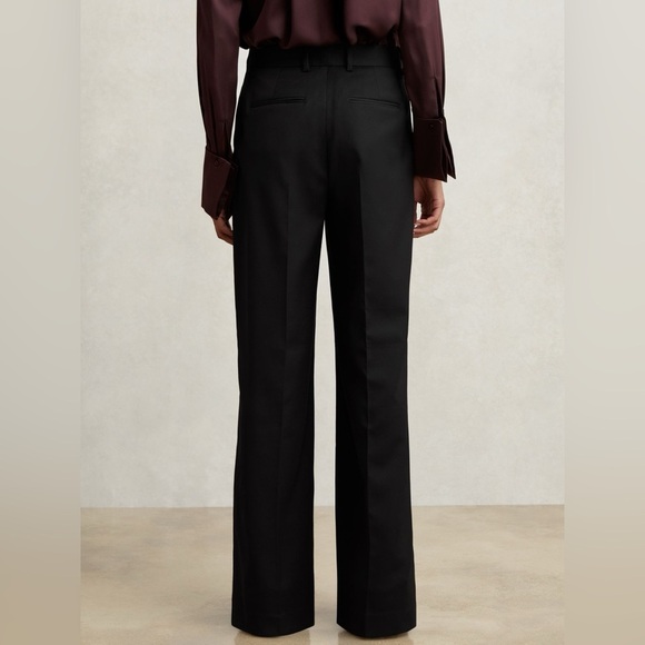 NWOT Reiss Women’s Black High Waist Wide Leg Pleated Lined Wool Trousers Size 4 - Picture 3 of 9